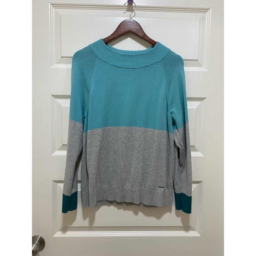 Nautica Sweater Color Block Gray and Light Blue Size M